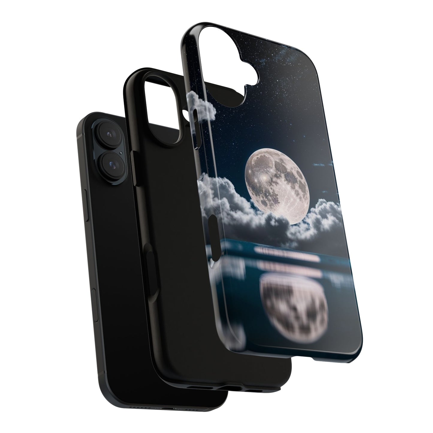 Moonlit Reflection Phone Case — Night Sky Moon & Clouds Tough Case