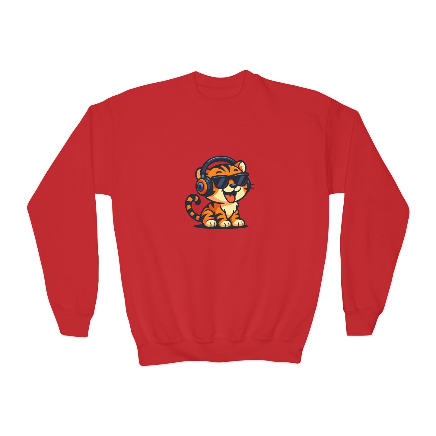 Cool Tiger Youth Crewneck Sweatshirt, Cute Animal Apparel, Teen Style, Gift for Kids, Casual Wear