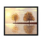 Framed Matte Canvas Wall Art — Golden Autumn Trees Reflection