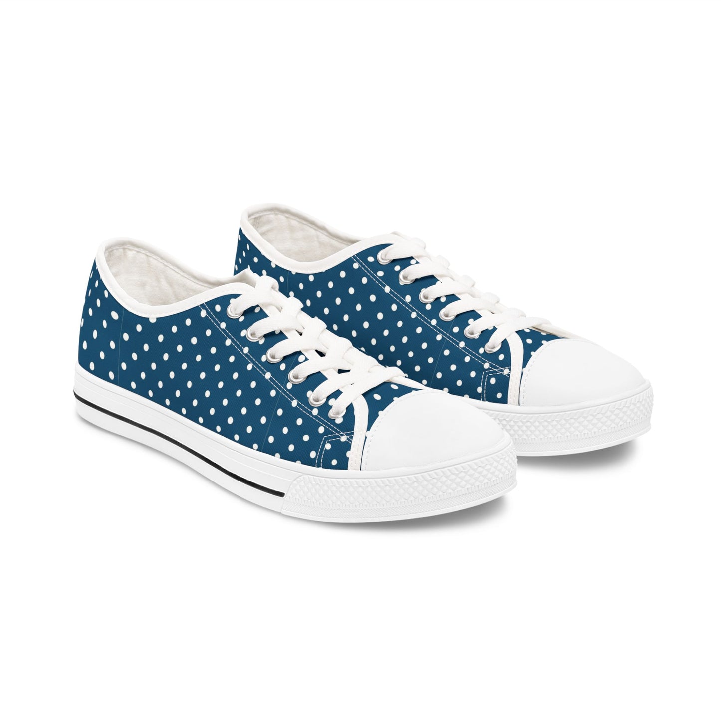 Polka Dot Low Top Sneakers — Navy White Retro Casual Shoes