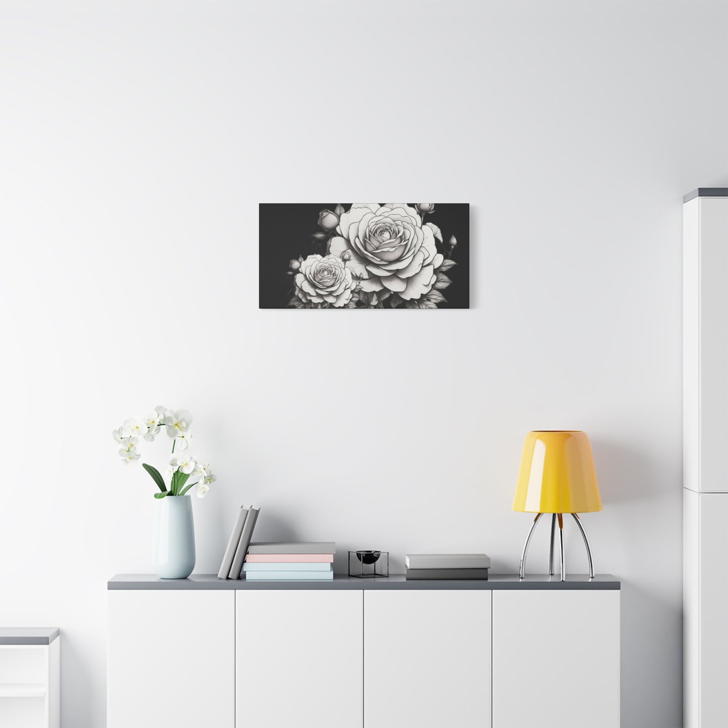 Monochrome Rose Canvas Print — Black & White Floral Wall Art