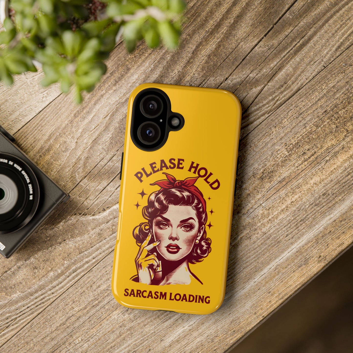 Phone Case - "Please Hold, Sarcasm Loading" Retro Pin-Up Tough Case
