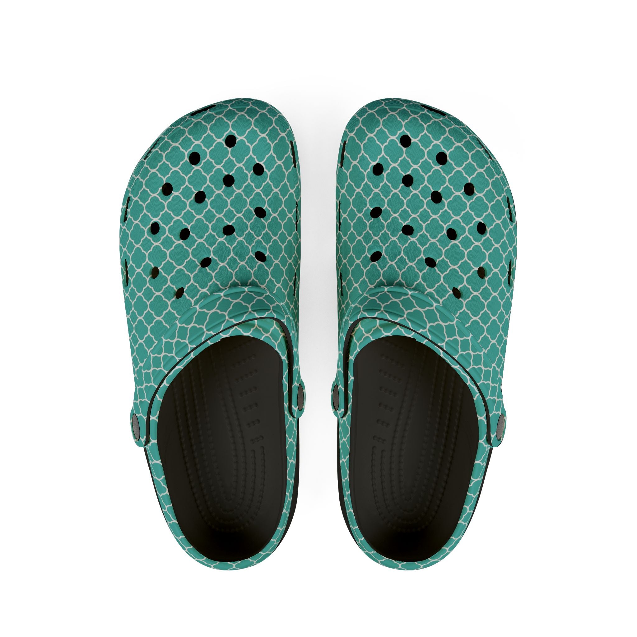 Aqua Tile Pattern EVA Clogs — Lightweight Casual Slip-On Shoes