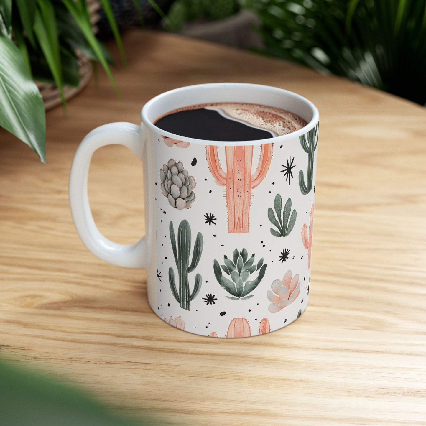 Cactus & Succulent Ceramic Mug — Pastel Desert Plant Coffee Cup (11oz, 15oz)