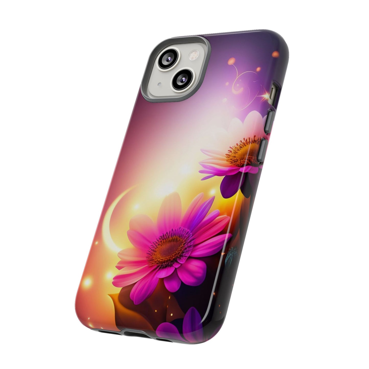 Floral Moonlight Phone Case – Purple Daisy Protective Cover