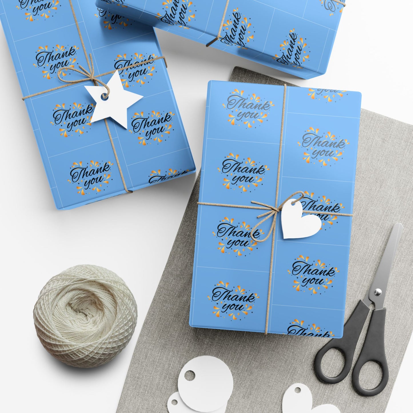 Gift Wrap Paper — 'Thank You' Confetti Pattern (Minimal White & Gold)