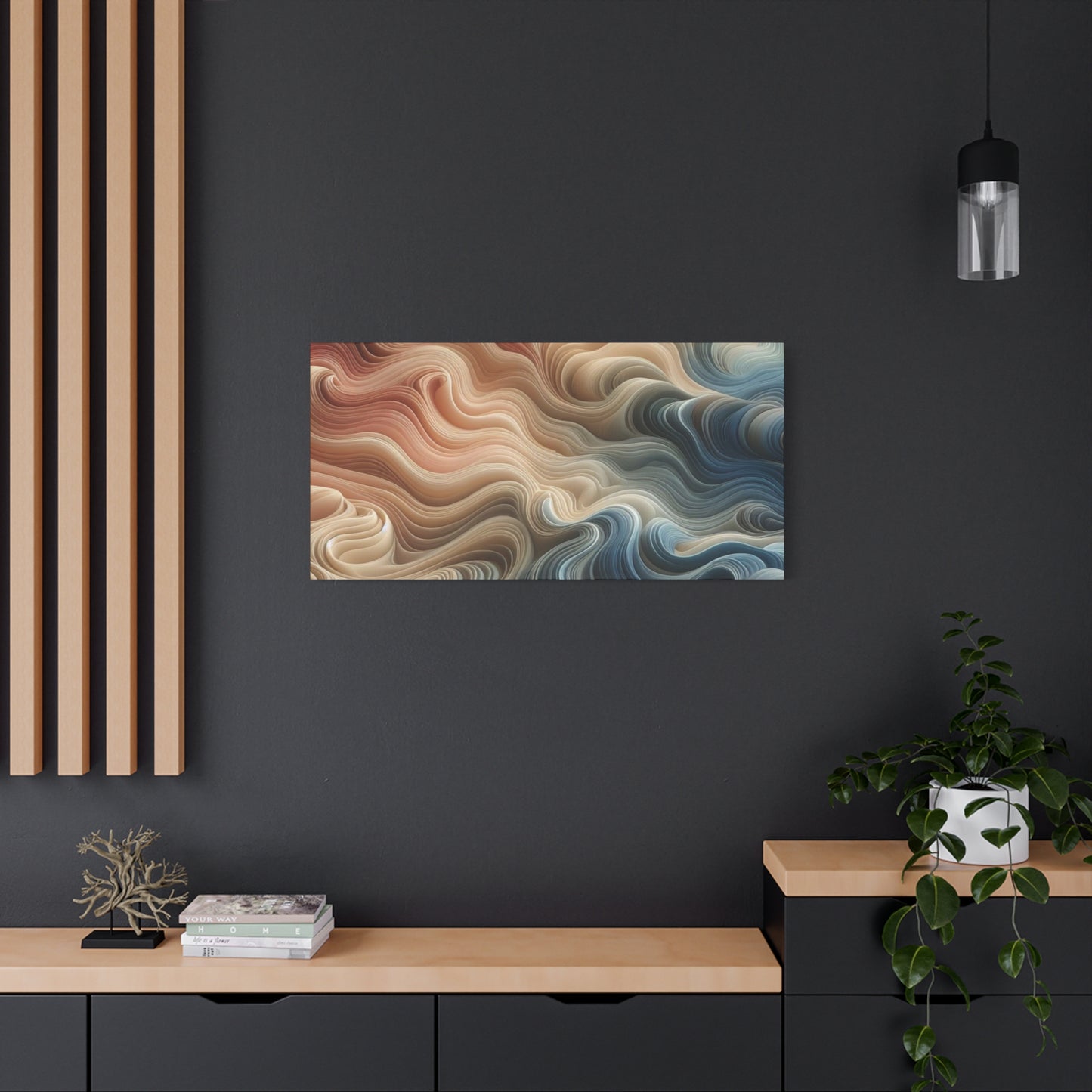 Abstract Swirl Matte Canvas Wall Art — Fluid Earth Tones, Stretched 1.25"