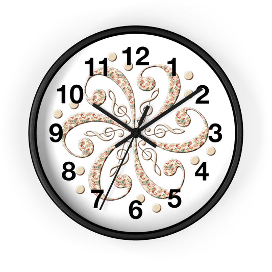 Elegant Floral Wall Clock with Swirl Design, Home Décor, Gift for Her, Vintage Style, Clock for Living Room, Unique Wall Art