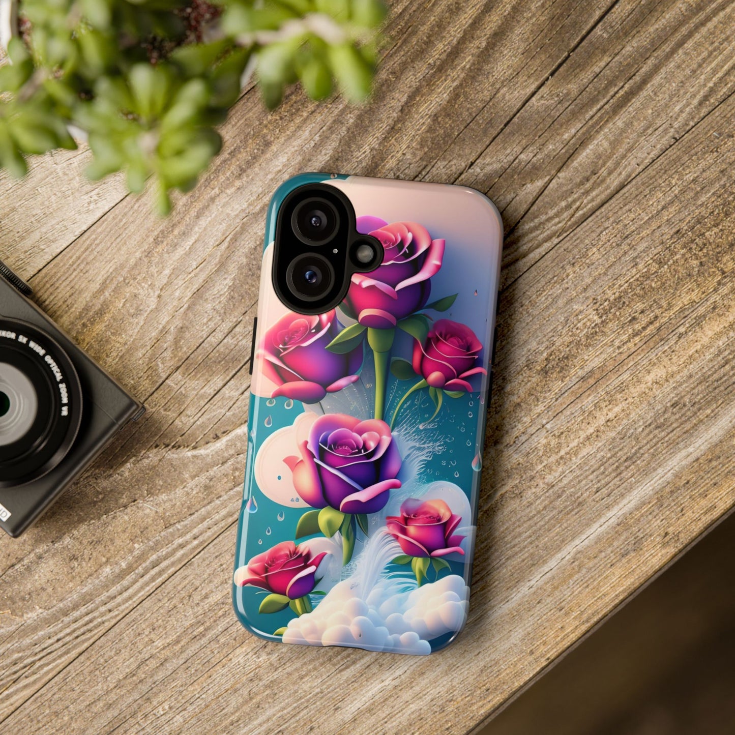 Floral Dream Tough Phone Case — Rose Bouquet Clouds Design
