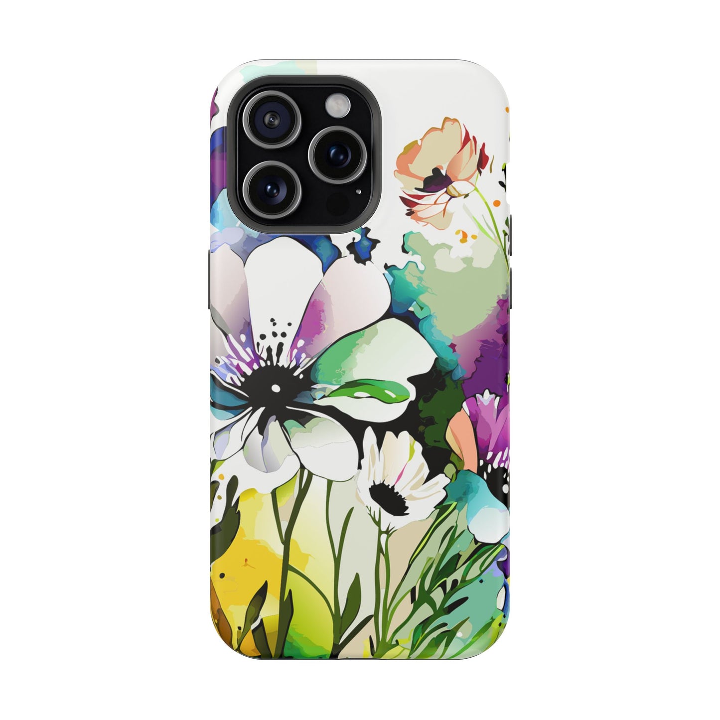 Floral Watercolor Magnetic Phone Case — Impact‑Resistant Protective Cover
