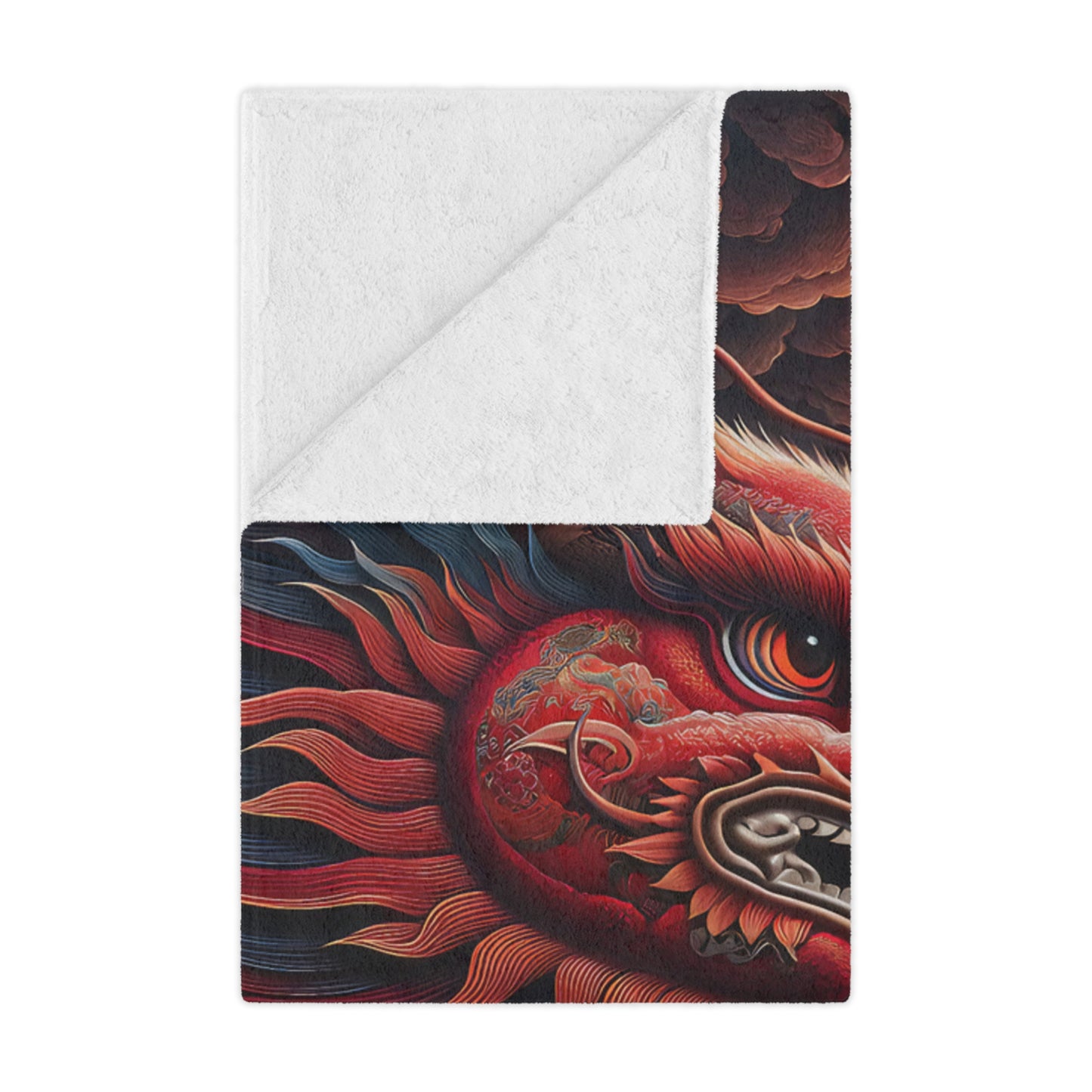 Red Dragon Minky Blanket — Soft Plush Throw with Fiery Asian Dragon Art