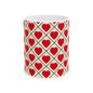Heart Pattern Ceramic Mug – Red Hearts Grid Coffee Cup (11oz, 15oz)