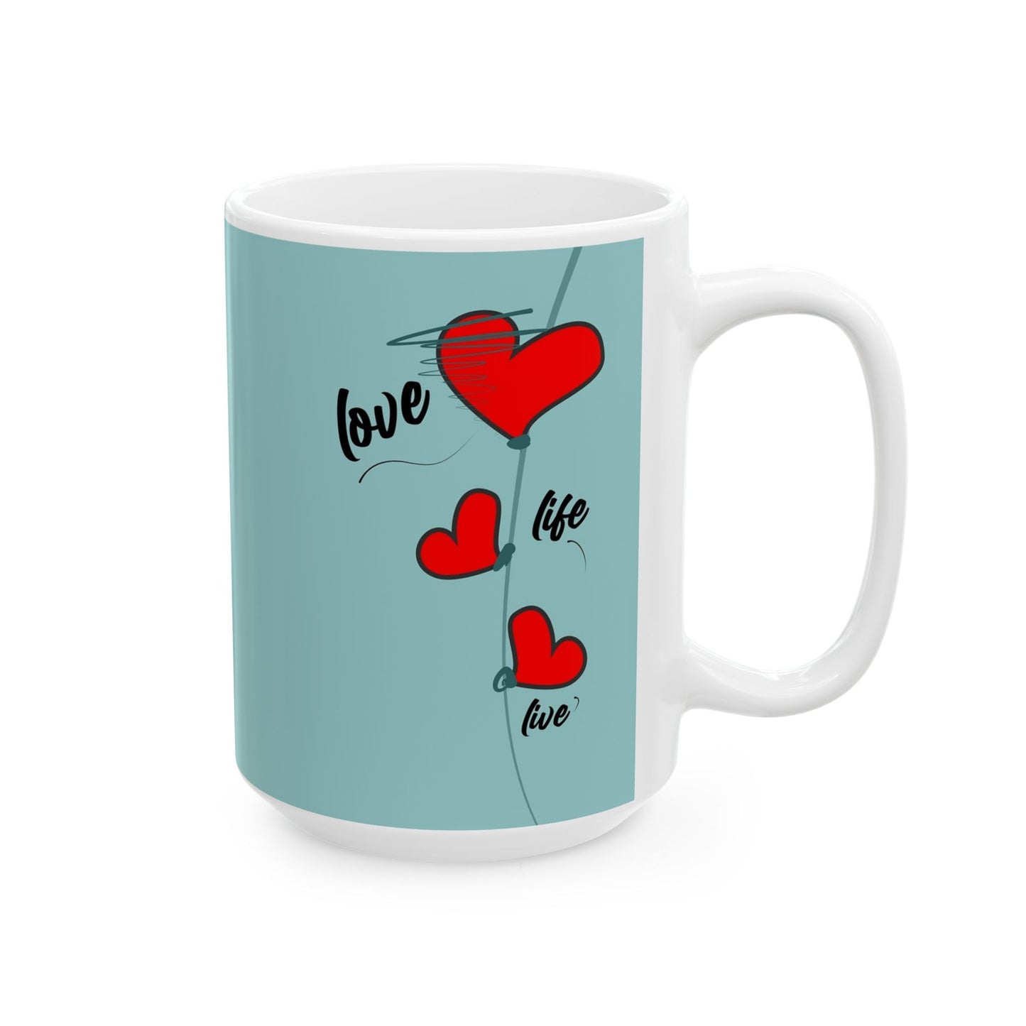 Love Every Moment Ceramic Mug (11oz, 15oz) – Heart Illustration Gift Mug