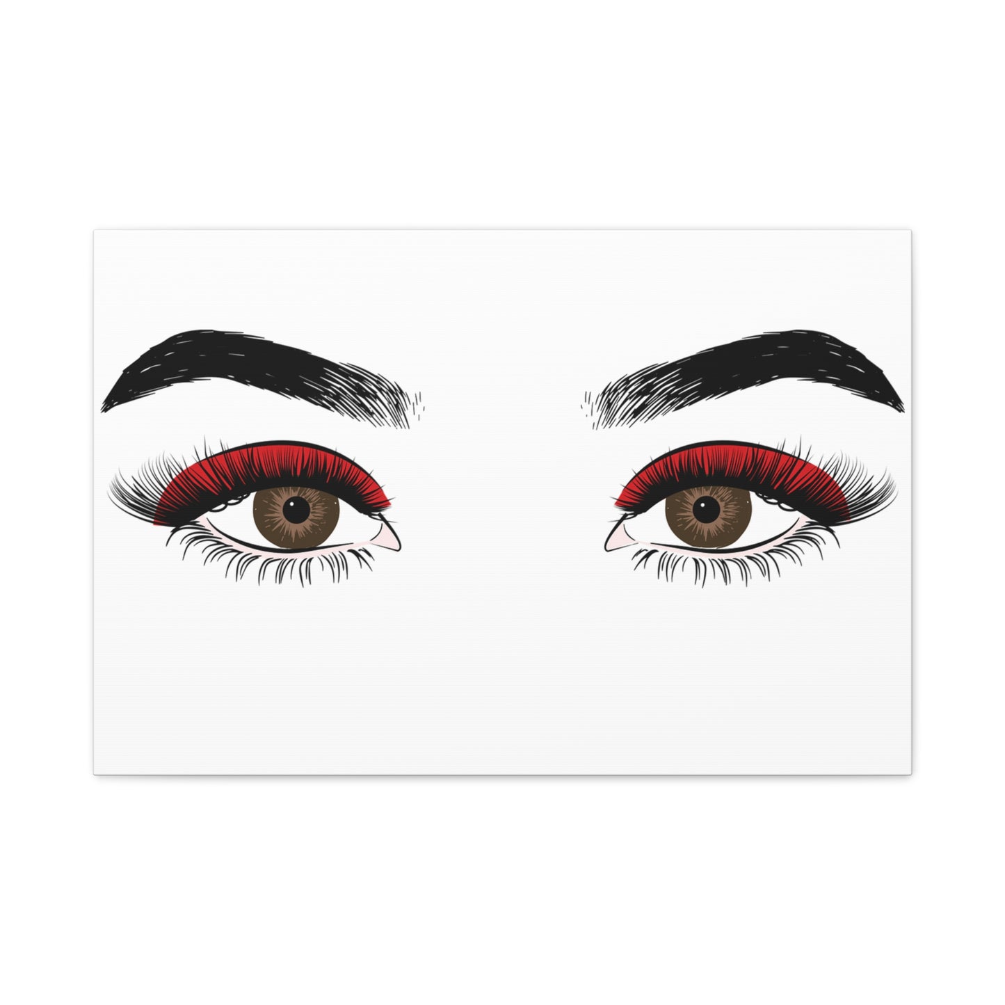Red Lashes Wall Art Canvas — Glam Eyes Makeup Decor