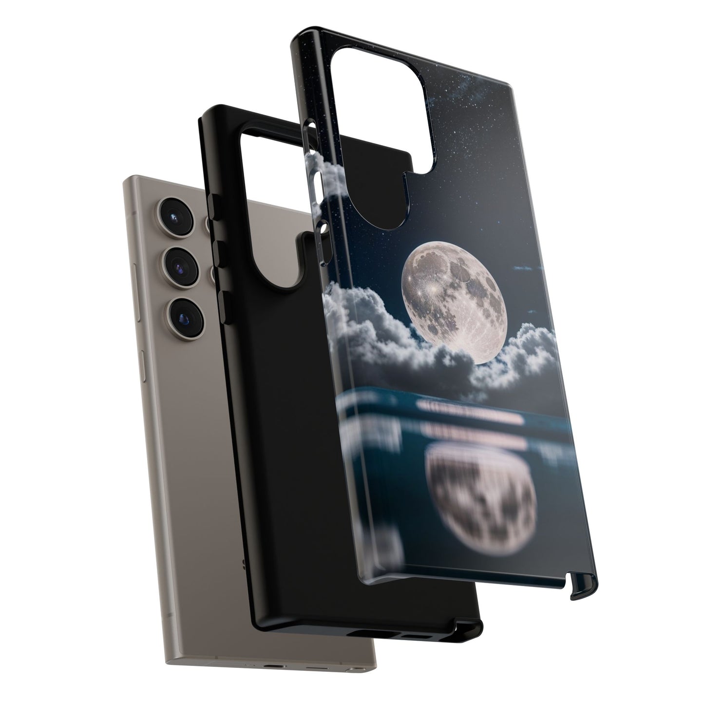 Moonlit Reflection Phone Case — Night Sky Moon & Clouds Tough Case