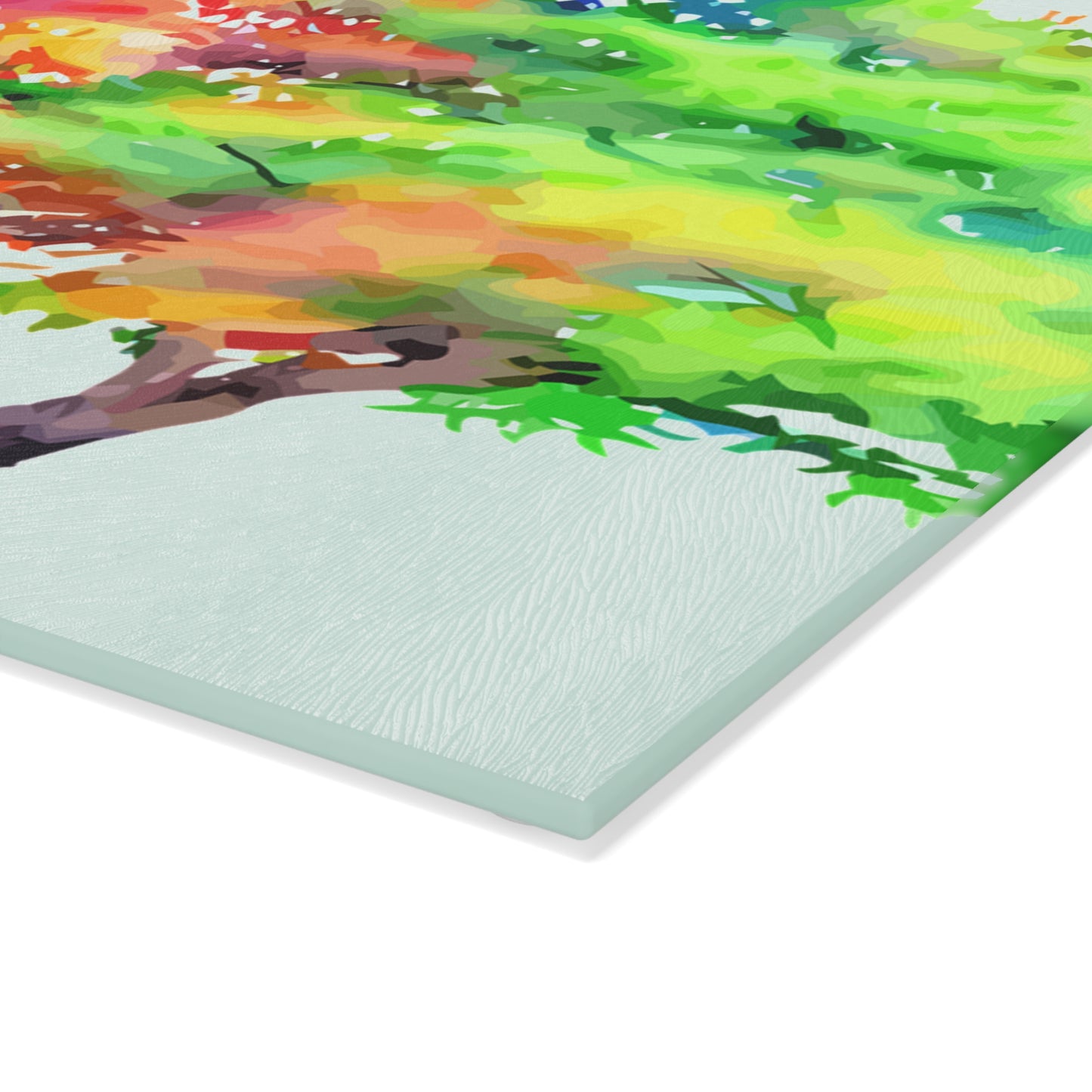 Glass Cutting Board — Colorful Watercolor Trees Kitchen Cutting Board
