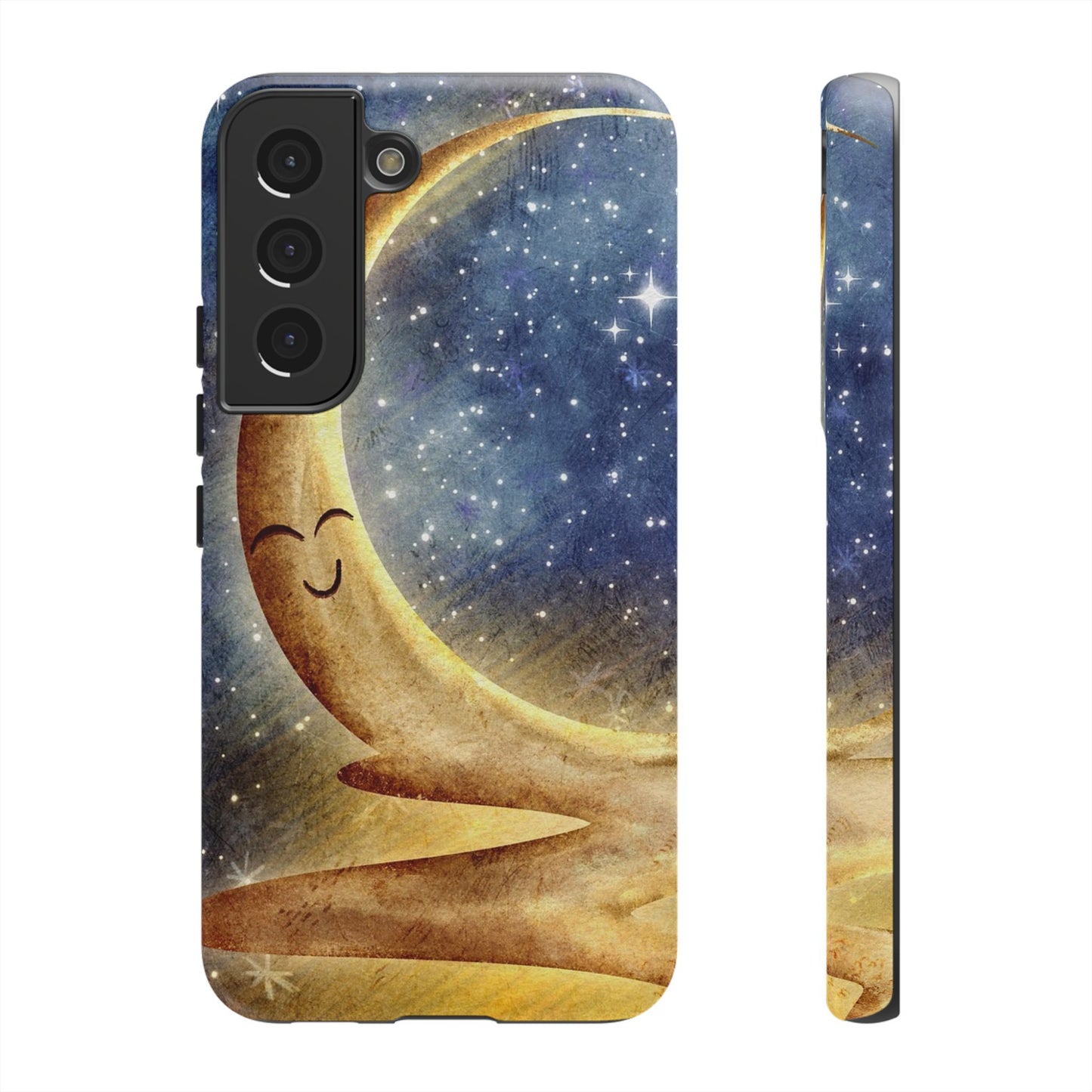 Moonlit Smile Phone Case — Starry Night Crescent Moon iPhone Cover