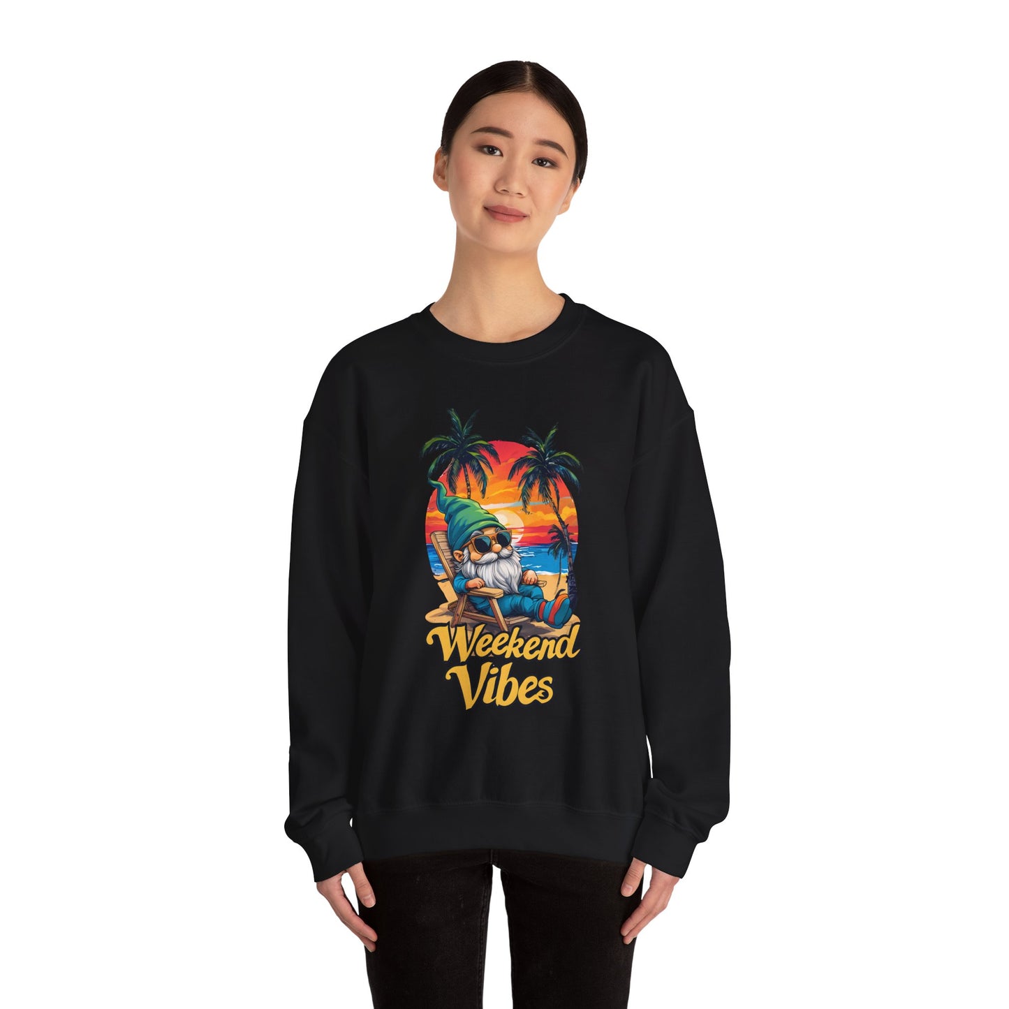 Crewneck — "Weekend Vibes" Tropical Gnome Sweatshirt