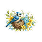 Bluebird Nest Floral Sticker — Kiss-Cut Decorative Vinyl Sticker