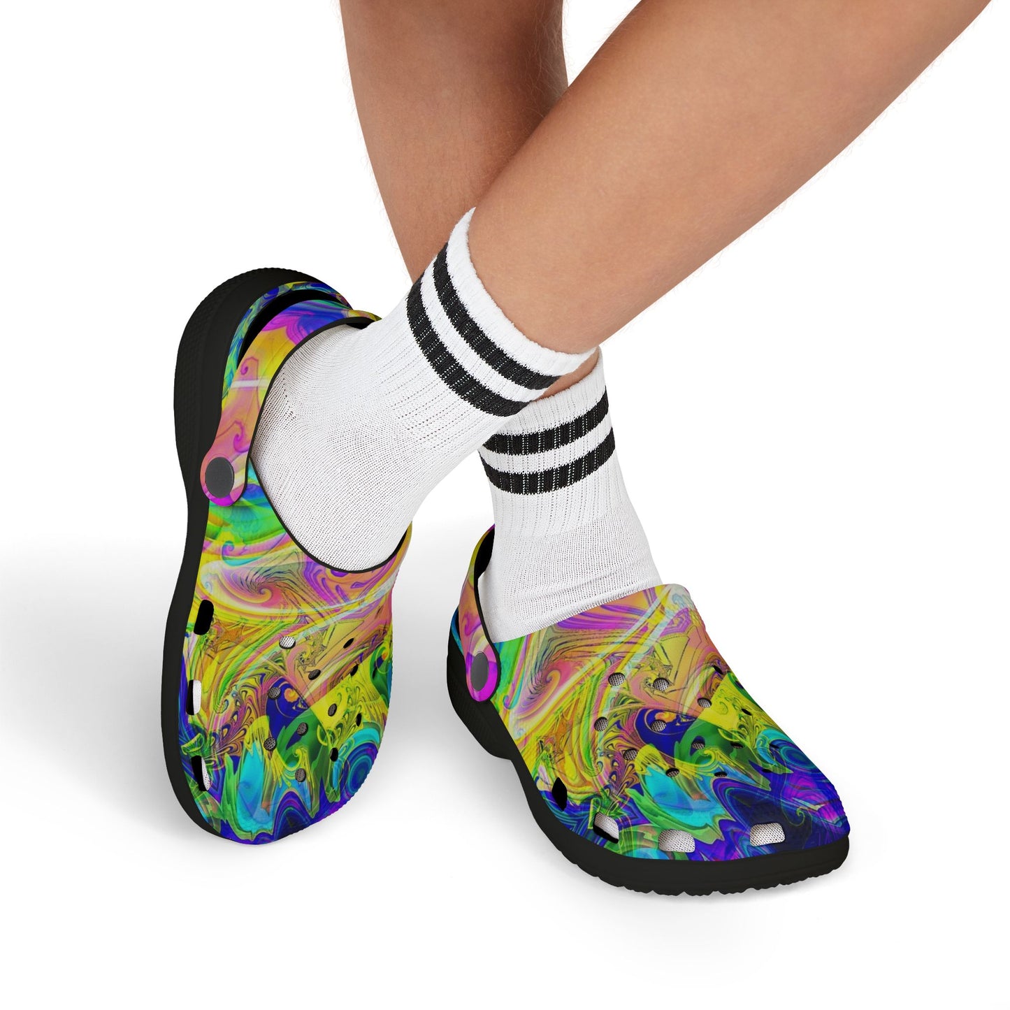 Kids Tie-Dye Swirl EVA Foam Clogs — Colorful Watercolor Slip-On Sandals