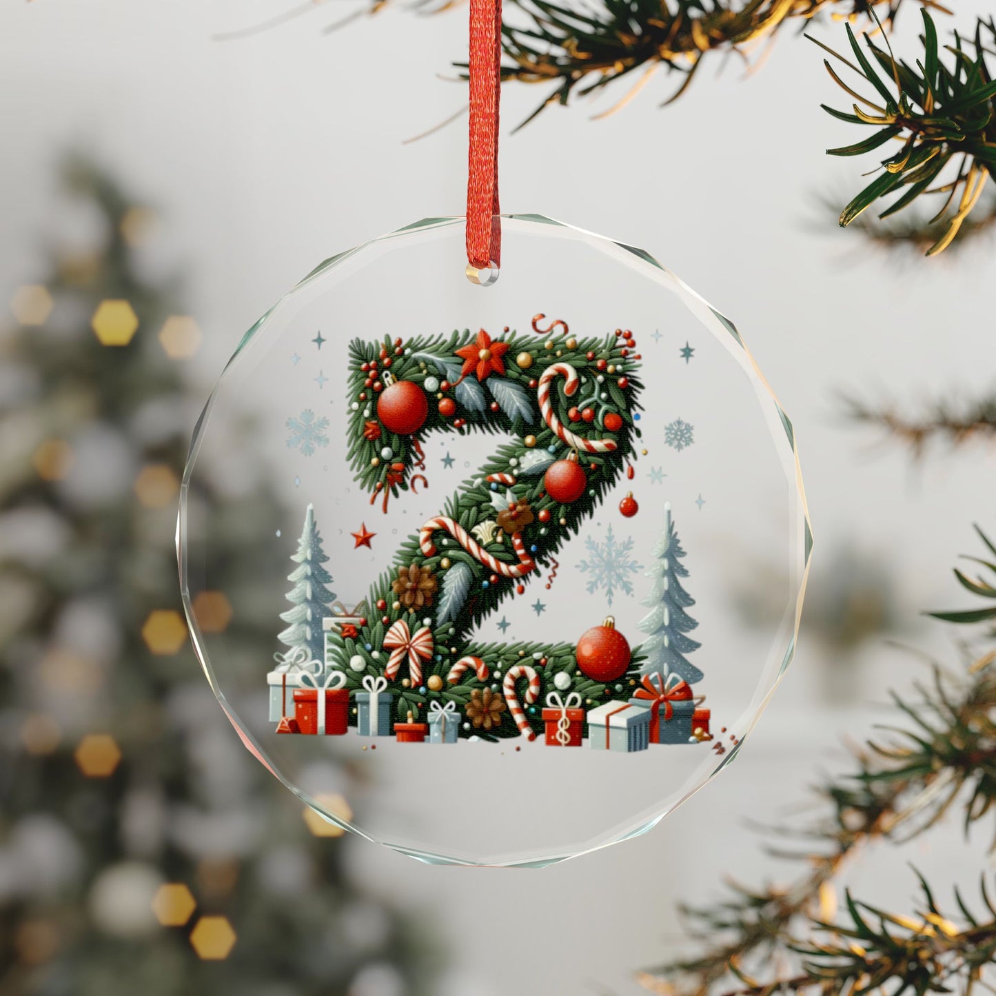 Heart Crystal Ornament — Festive Christmas Letter "Z" Holiday Tree Decoration