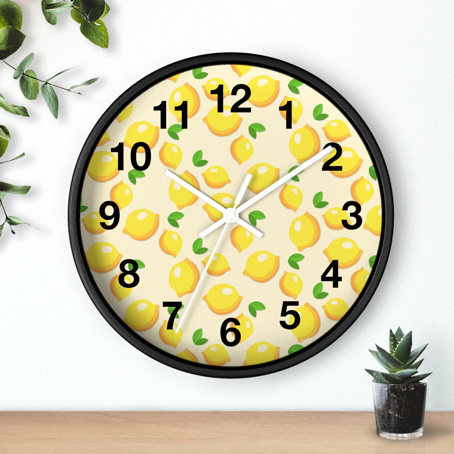 Lemon Pattern Wall Clock – Bright Citrus Kitchen Clock