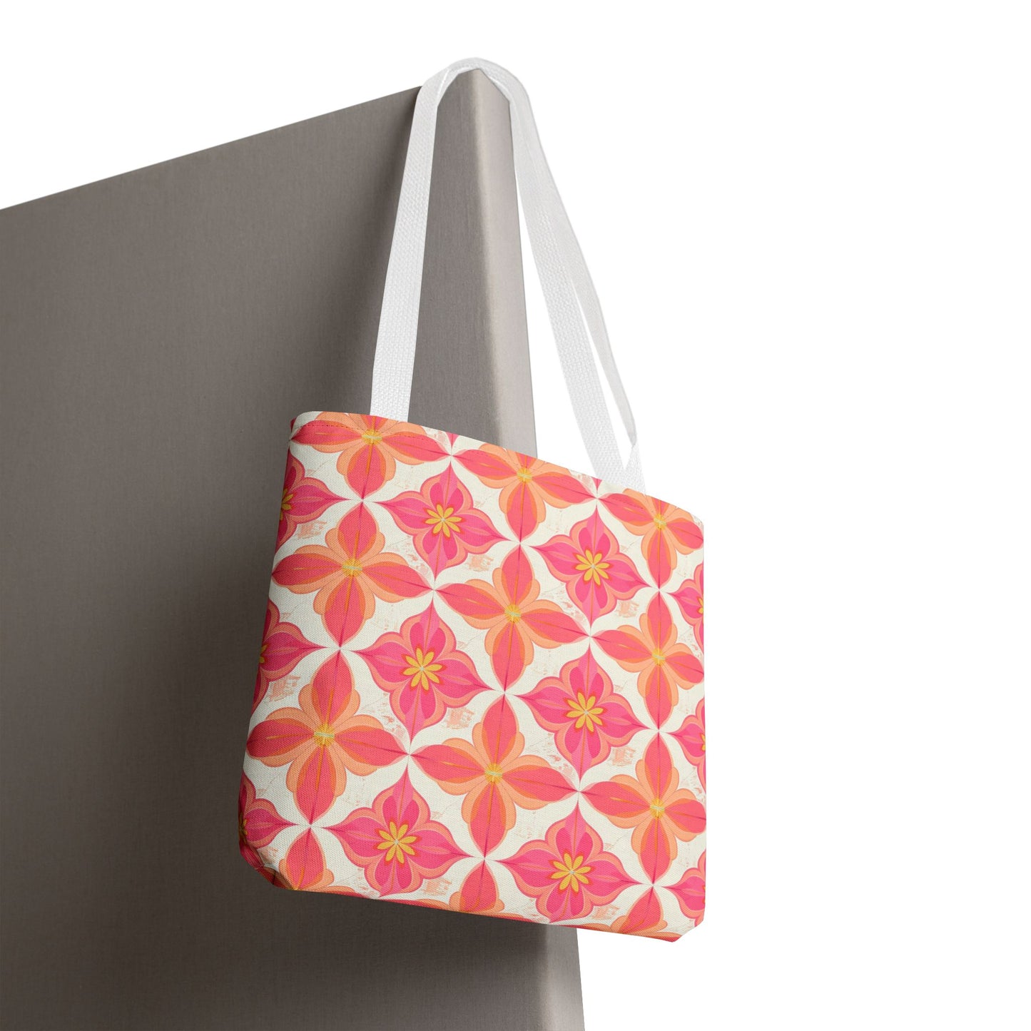 Pink Floral Geometric Tote Bag —  Reusable Shopper