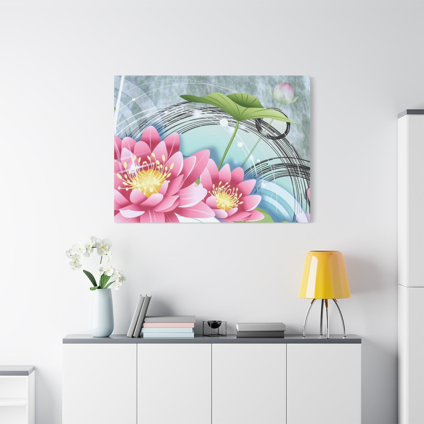 Lotus Blossom Matte Canvas Wall Art — Stretched 1.25" Decorative Print