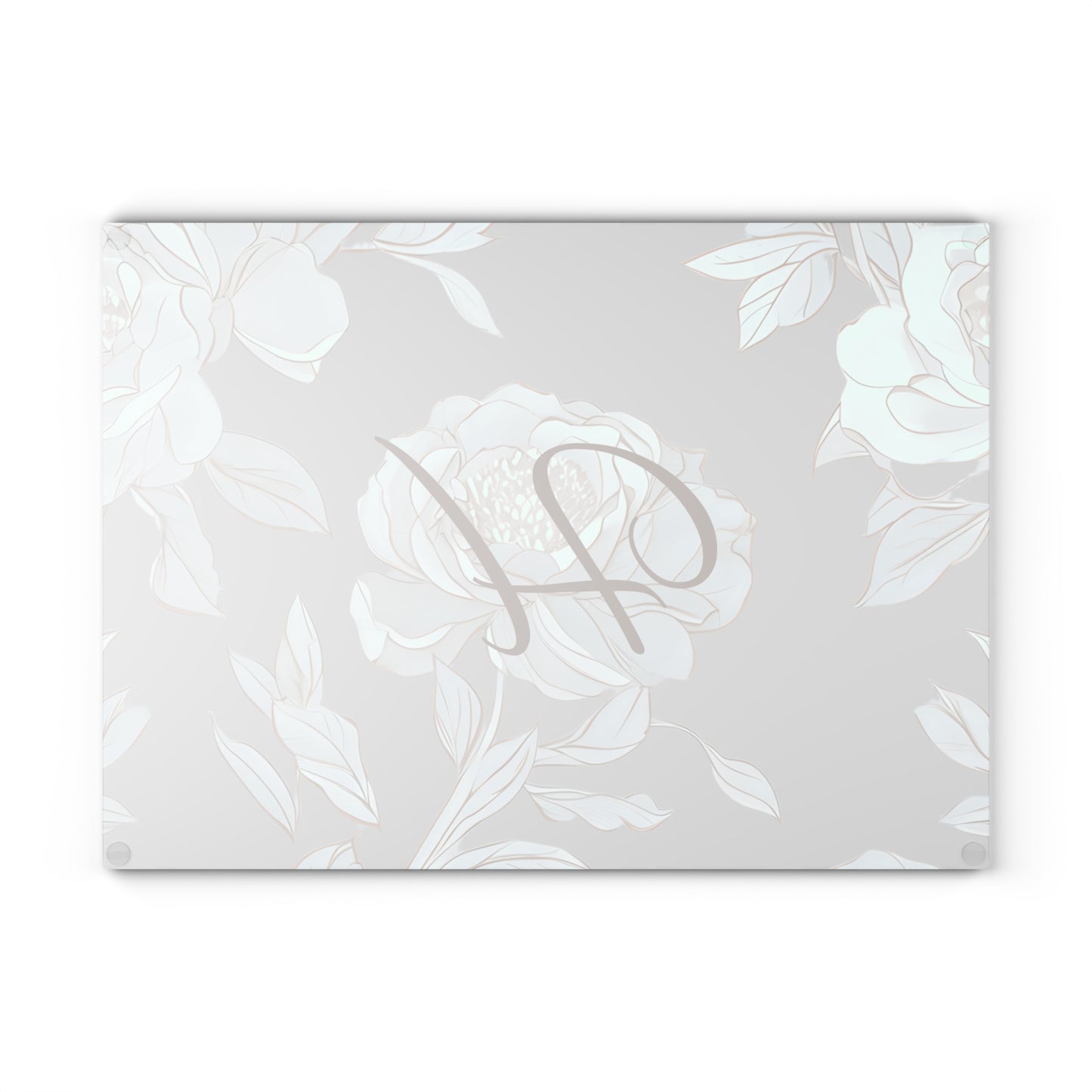 Personalized Floral Glass Cutting Board with Initials Letter H