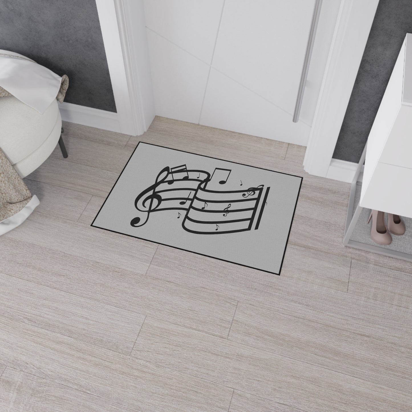 Musical Notes Heavy-Duty Floor Mat — Clef & Staff Design for Music Rooms