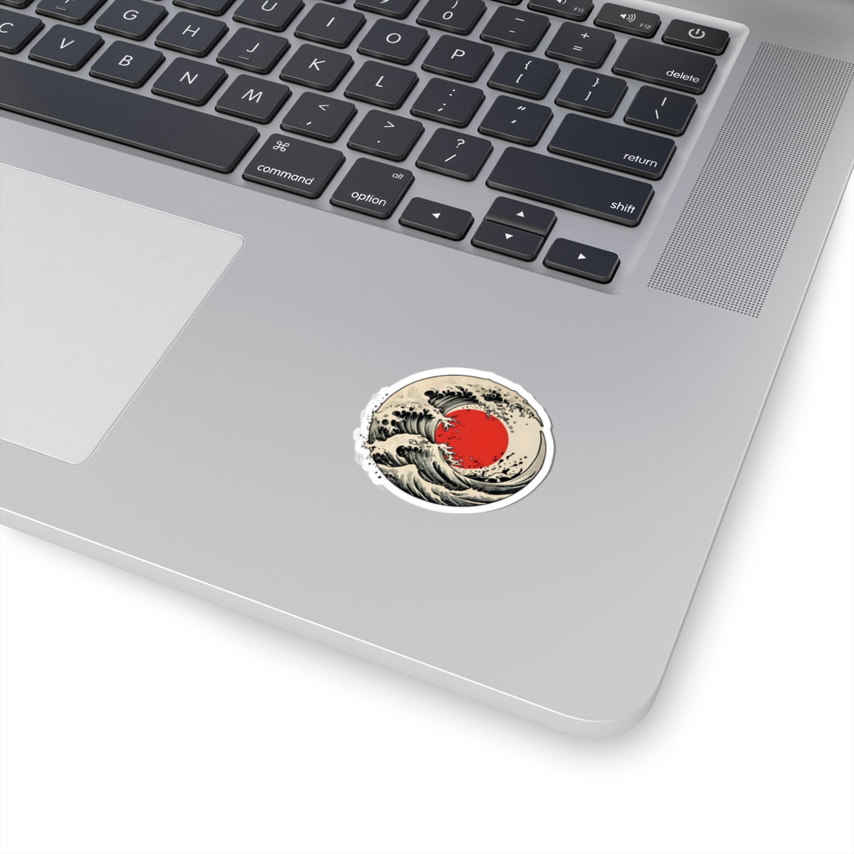Japanese Wave Sticker — Red Sun Hokusai-Inspired Vinyl Decal