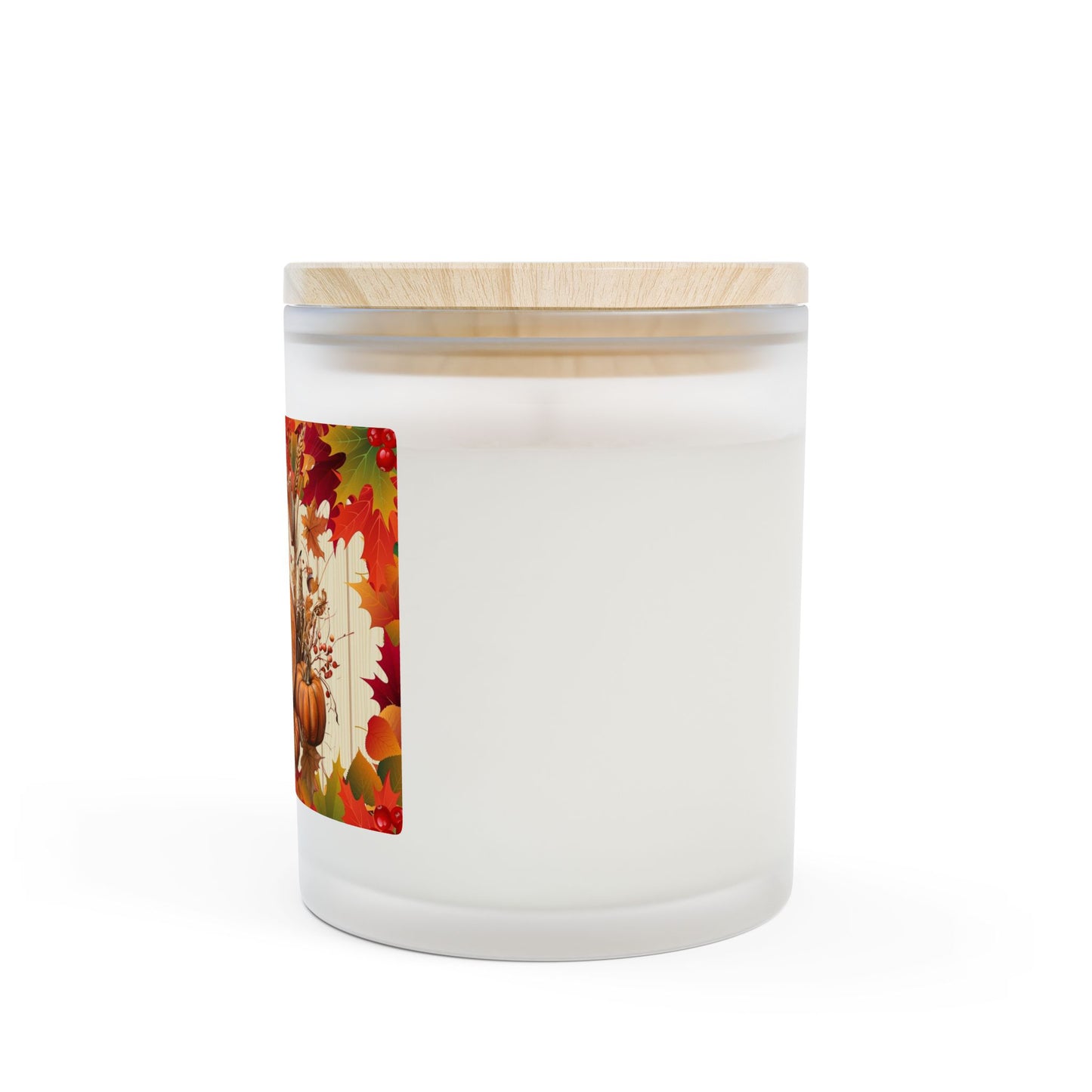 Autumn Monogram 'S' Frosted Glass Candle – Fall Pumpkin & Leaves 11oz