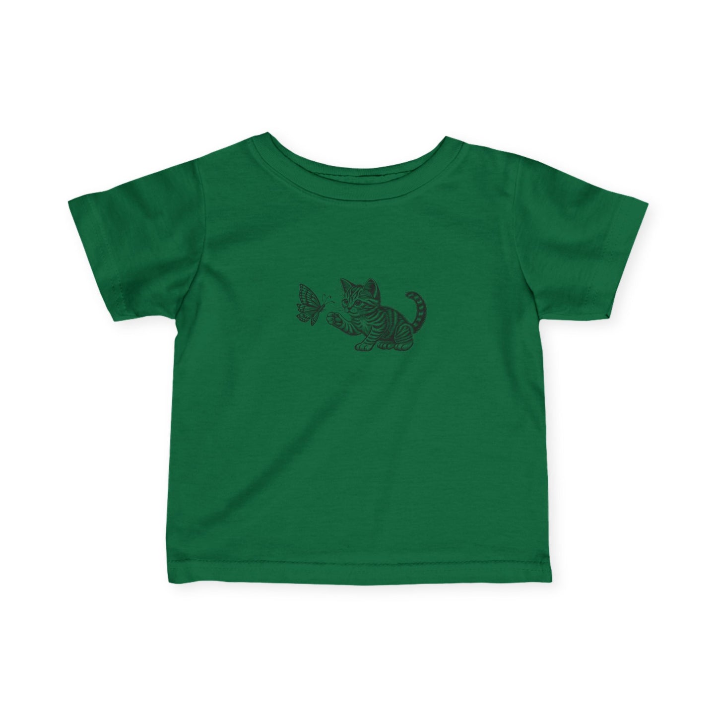 Cute Cat Playing with Butterfly Infant Tee, Baby Shirt, Toddler Apparel, Birthday Gift, Cute Baby Clothes, Cat Lover Outfit