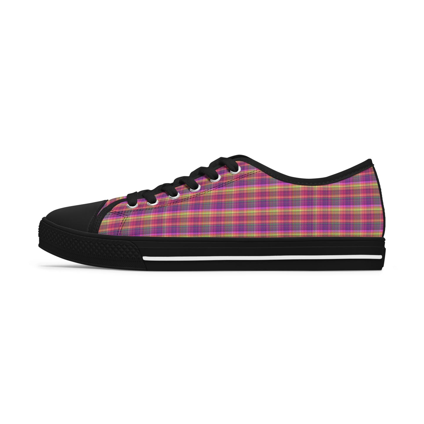 Plaid Low Top Sneakers — Women's Casual Canvas Shoes
