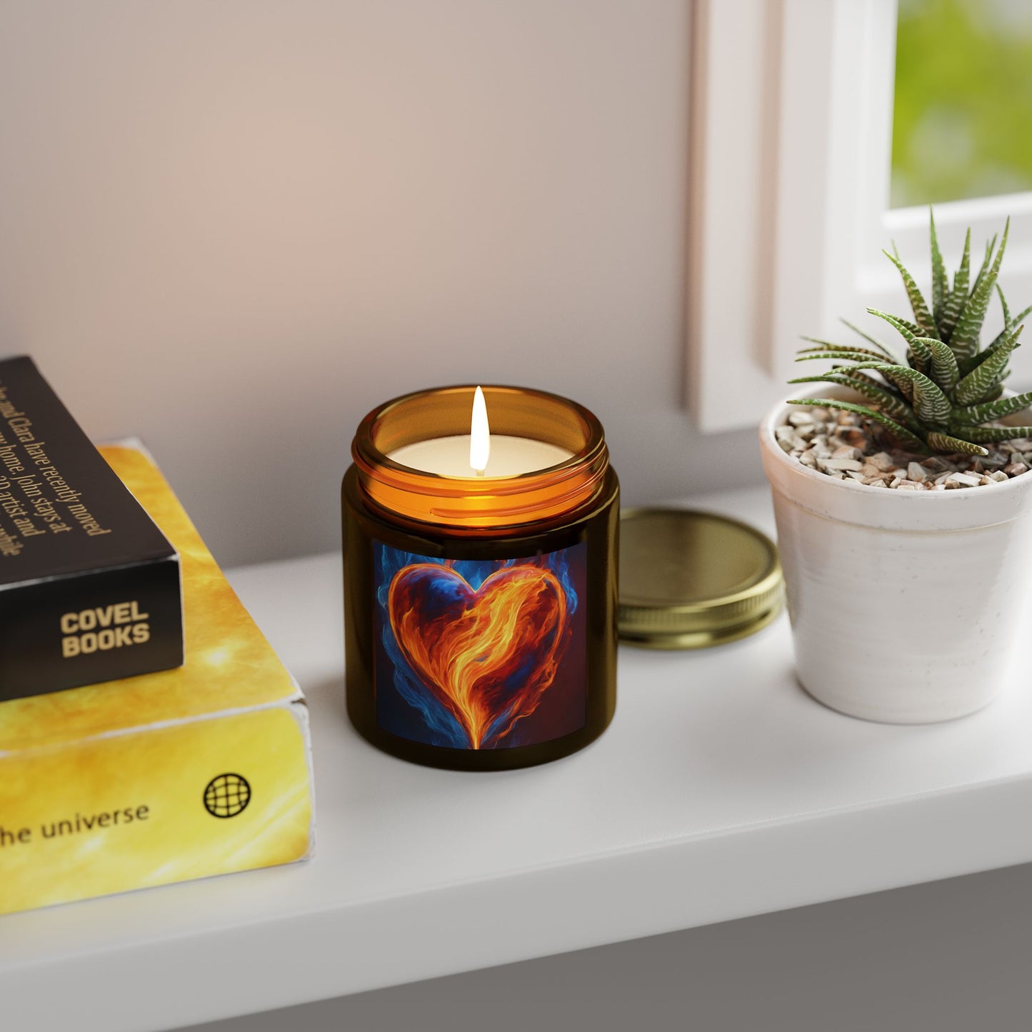 Coconut Apricot Scented Candle — Fiery Heart Jar (4oz/9oz)