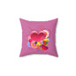 Pink Heart Bouquet Pillow — Romantic Floral Valentine Decorative Throw Pillow