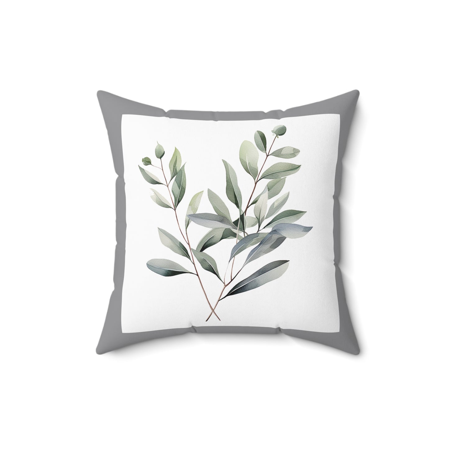 Botanical Eucalyptus Throw Pillow — Watercolor Greenery Accent Pillow