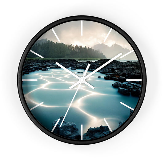 Serene Nature Wall Clock - Tranquil Home Decor for Nature Lovers, Modern Timepiece for Gifts, Office, Living Room, Quartz Clock