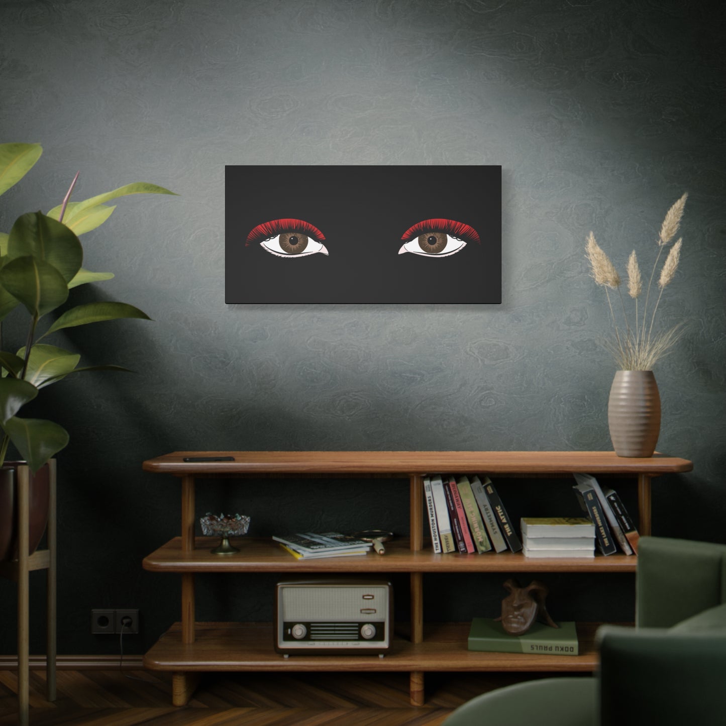 Red Lashes Wall Art Canvas — Glam Eyes Makeup Decor