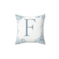 Monogram F Floral Throw Pillow — Blue Letter F Decorative Cushion