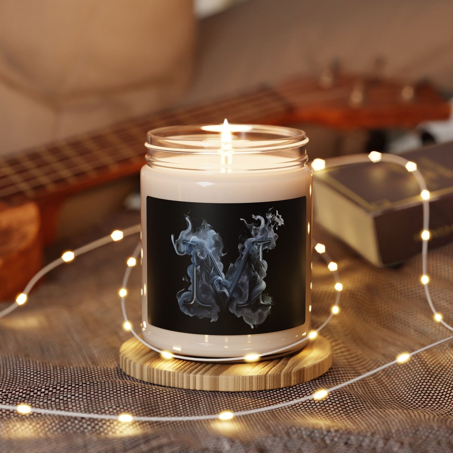 Monogram Smoke 'M' Soy Candle – 9oz Scented Jar, Moody Home Fragrance Gift