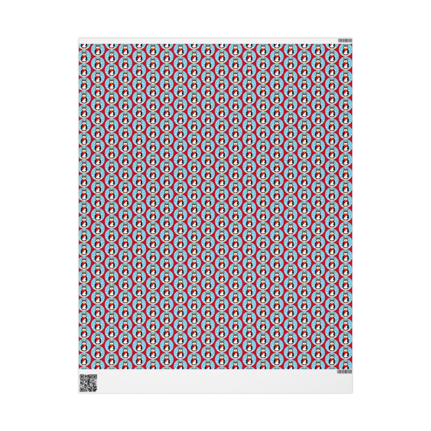 Wrapping Paper Roll — Festive Penguin Pattern Holiday Gift Wrap