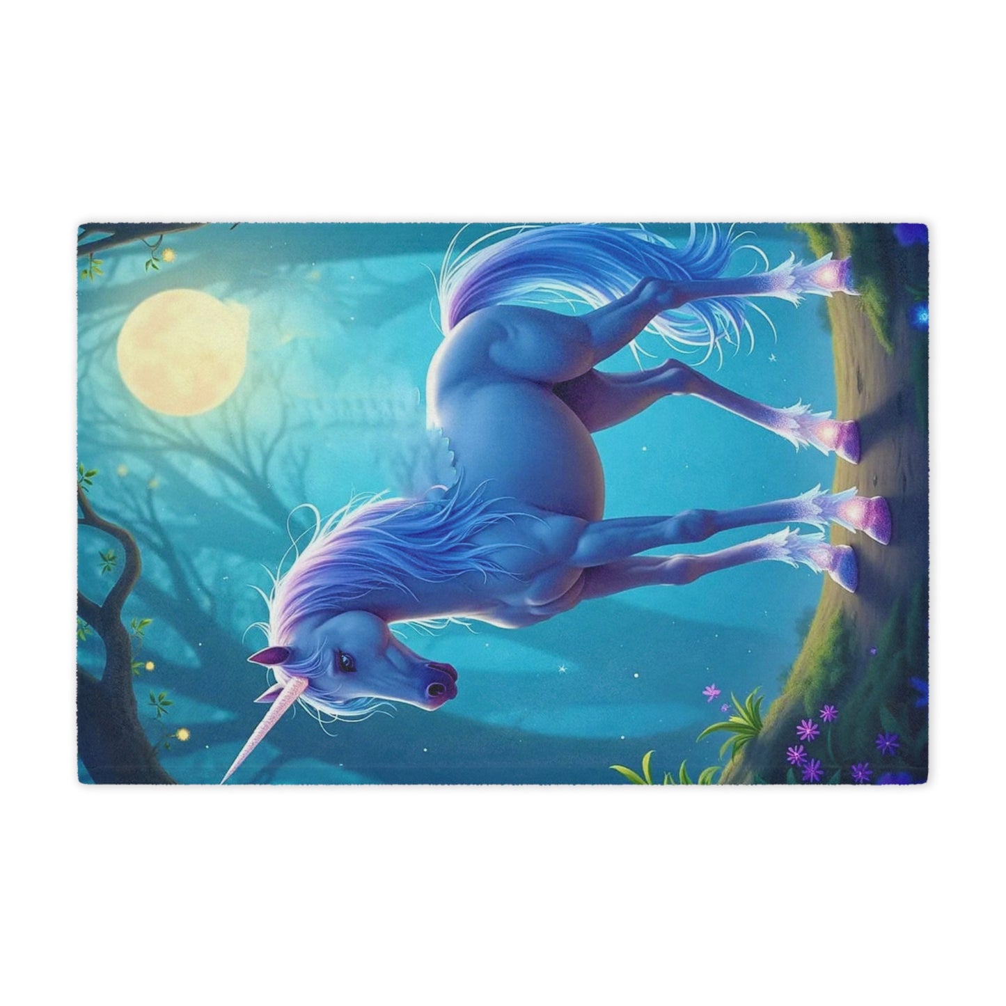 Enchanted Blue Unicorn Minky Blanket — Soft Magical Fantasy Throw for Kids & Teens