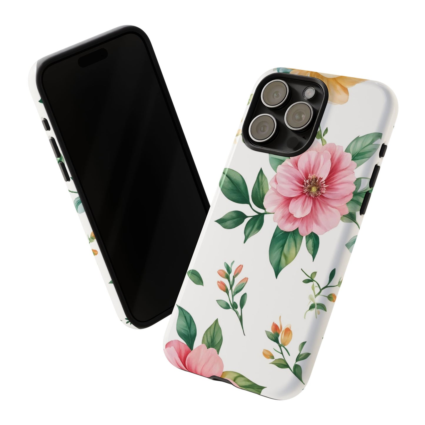 Floral Tough Phone Case — Pink Peony Protective Phone Cover