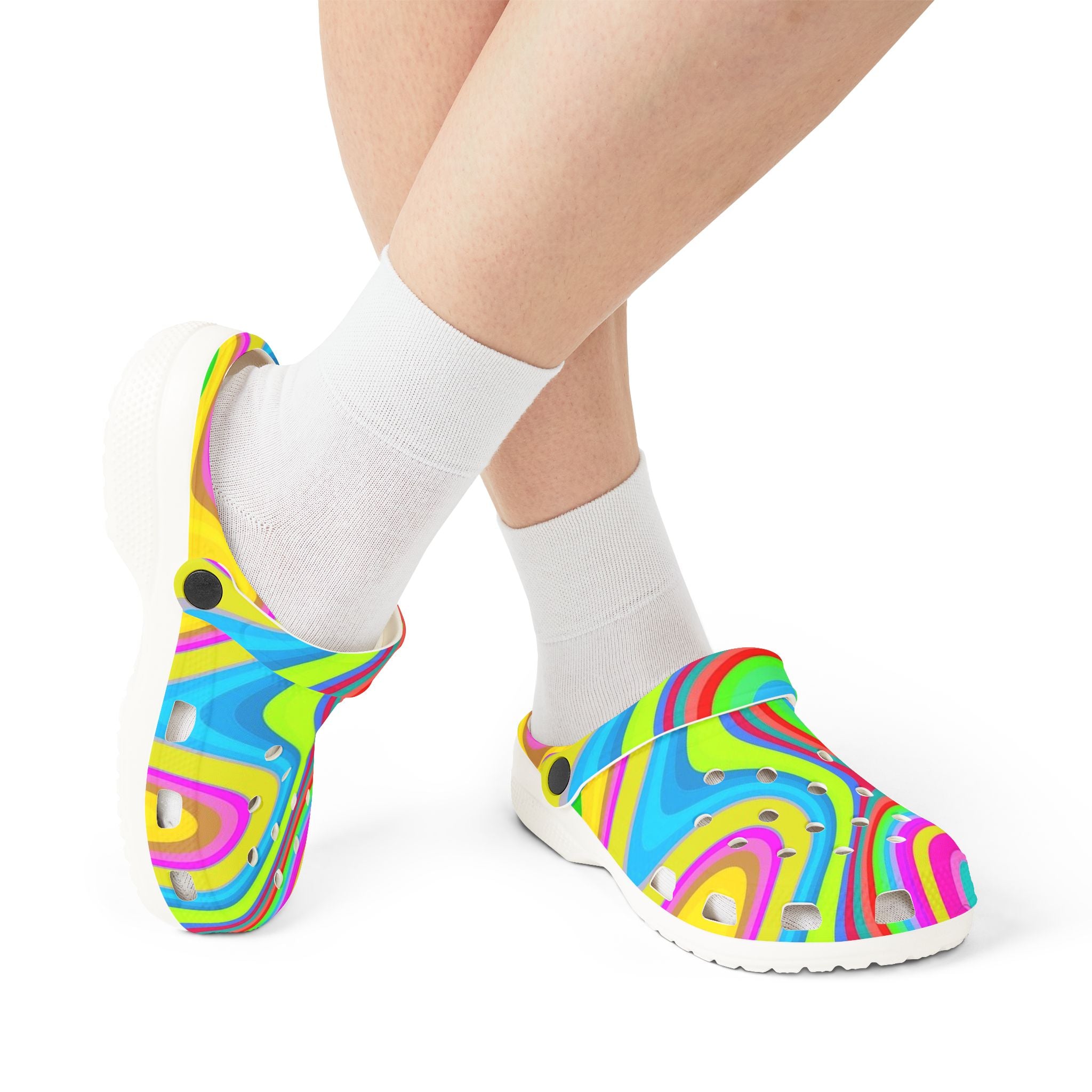 Colorful Swirl Clog Shoes — Vibrant Tie-Dye EVA Foam Slip-Ons