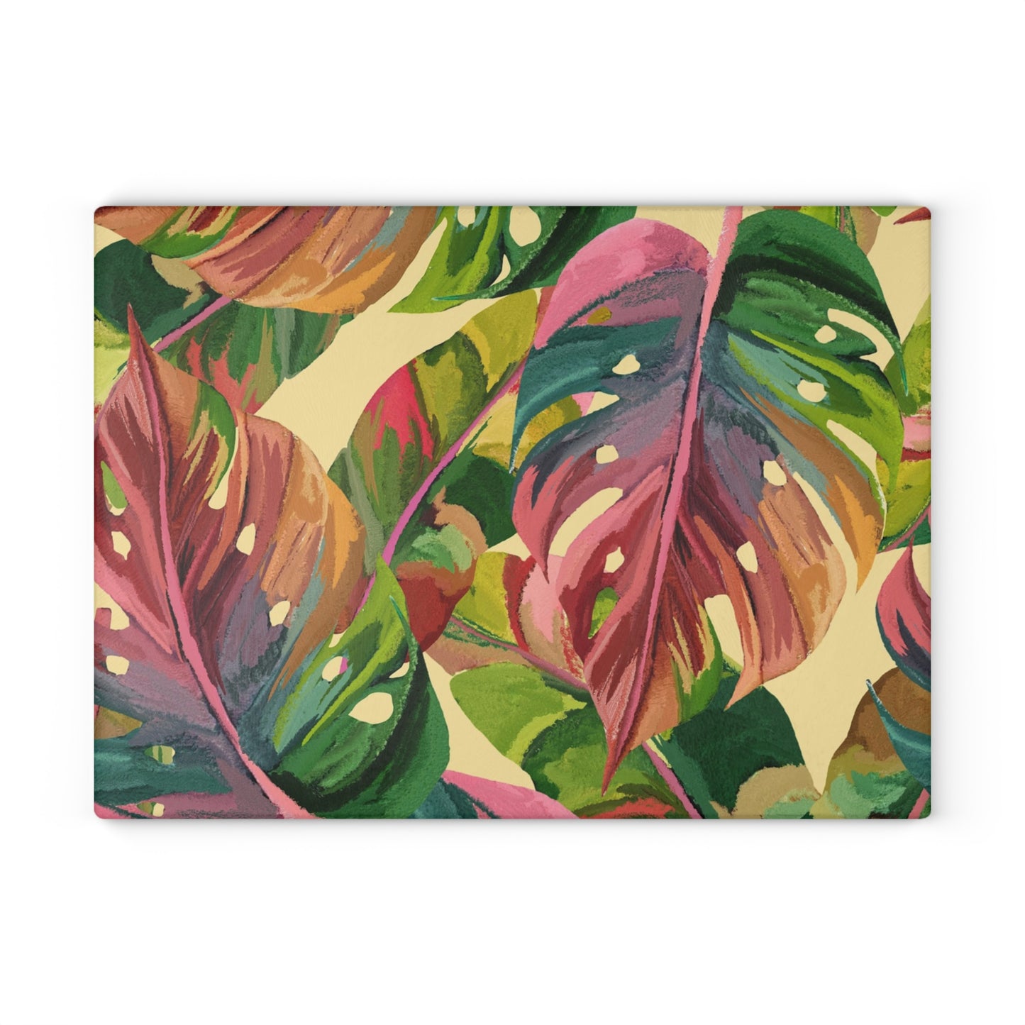Tropical Leaf Glass Cutting Board, Kitchen Decor