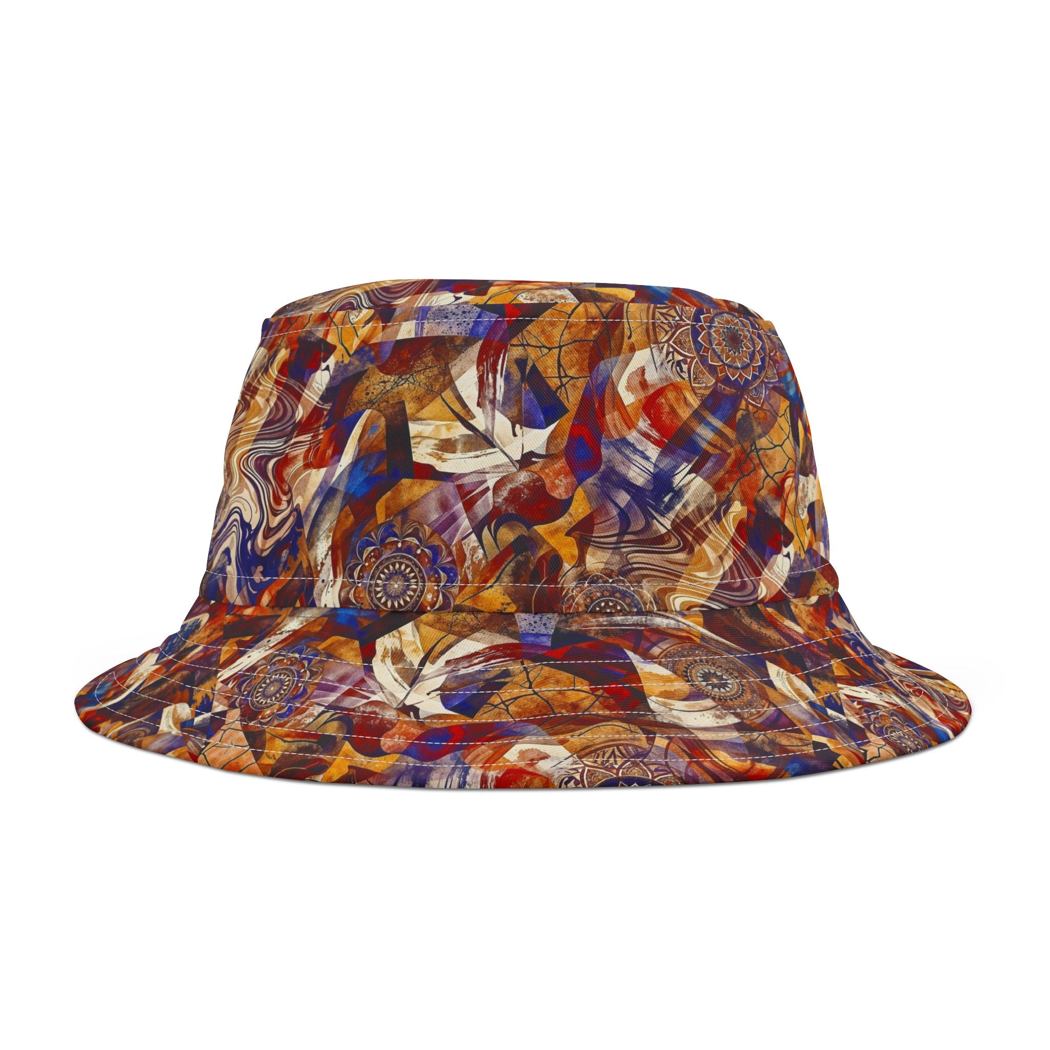 Abstract Autumn Swirl Bucket Hat — Colorful Psychedelic All-Over-Print