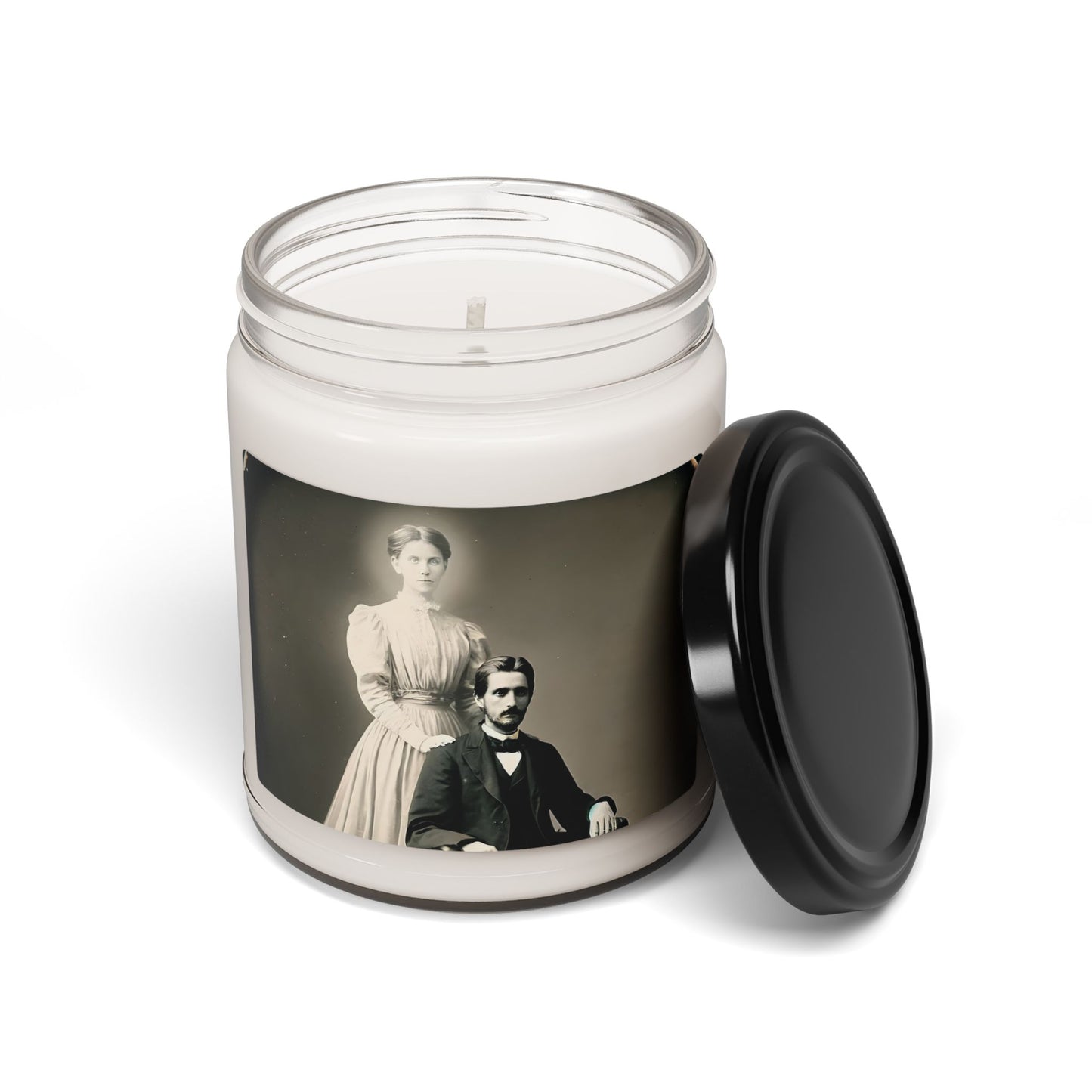 Vintage Portrait Soy Candle — 9oz Scented Jar (Antique Couple)