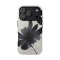 Monochrome Floral Tough Phone Case — Black Ink Flower Protective Cover