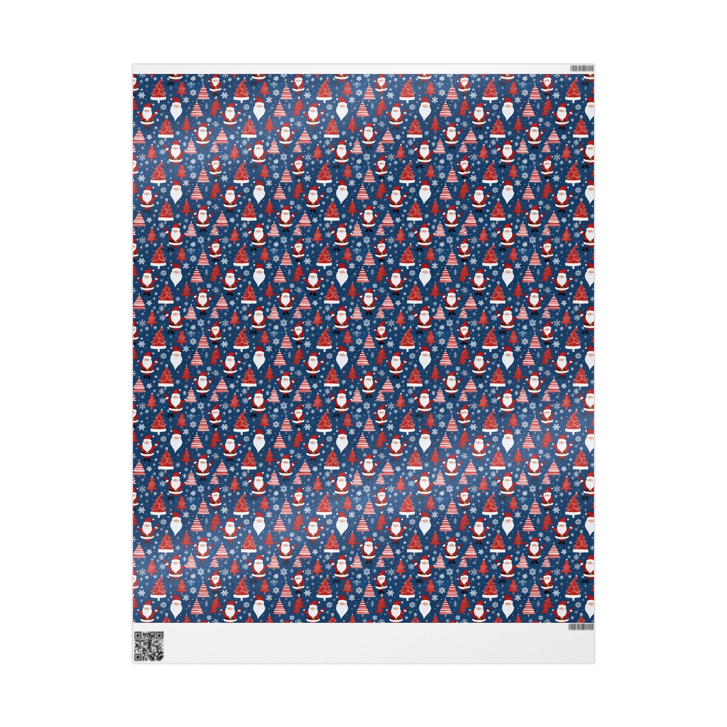 Christmas Santa Wrapping Paper Roll — Blue Festive Holiday Gift Wrap with Santa, Snowflakes & Stockings